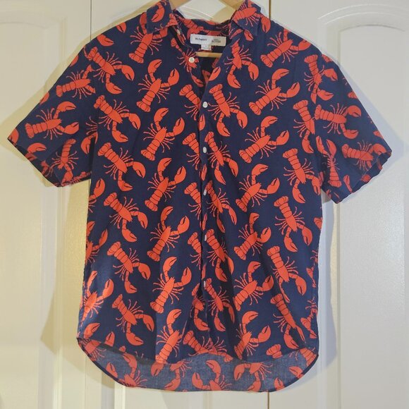 Old Navy Men's Shirt Size L Lobster Print Button Down Nautical Summer Vibes - Picture 1 of 8